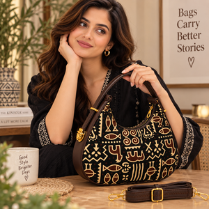 Sac hobo bohème imprimé pour femme, en tissu de coton multicolore, bandoulière réglable, fermeture éclair, résistant à l'eau, avec chaîne - Product Image 2