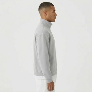 Sweat-shirt Premium Gris Clair à Col Montant Zippé en Molleton de Coton Épais, Pull Décontracté Style Streetwear, Haut à Manches Longues - Product Image 3