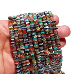 Cuentas cuadradas Heishi lisas de piedras preciosas naturales, 4-6 mm, cuentas sueltas para hacer joyas, collar, pulsera, manualidades, a granel - Product Image 1