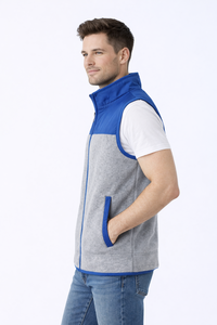 Chaleco sin mangas para hombre, color azul grisáceo, con cierre de cremallera, forro polar, ligero, para exteriores, con cuello alto y bolsillos frontales. - Product Image 2