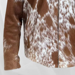 Chaqueta de Cuero de Vaca con Diseño de Pelo, Hecha a Mano y Personalizada, para Hombre y Mujer, de Alta Calidad, Estilo Motero y Vaquero Occidental - Product Image 6