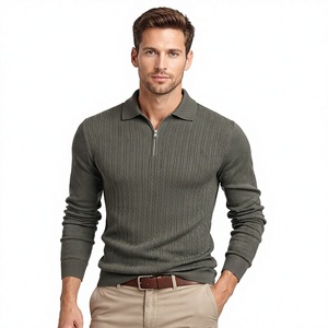 Suéter Polo Texturizado con Cierre para Hombre – Elegante Polo de Punto con Cremallera para Uso Casual, Ideal para Usar en Capas en Climas Más Fríos - Product Image 1