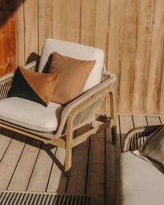 Ensemble de meubles de patio haut de gamme en teck massif avec corde tressée à la main – Ensemble canapé et table basse d'extérieur pour jardin et hôtel de luxe - Product Image 3