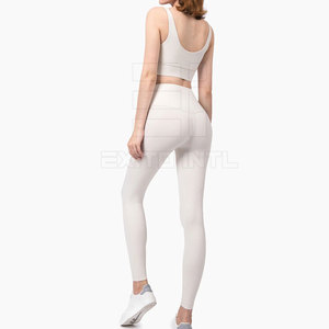 Ensemble de yoga personnalisé pour femme 2026 – Leggings taille mi-haute et ensemble de sport côtelé respirant extensible dans les quatre sens – Tenue de sport personnalisable - Product Image 2