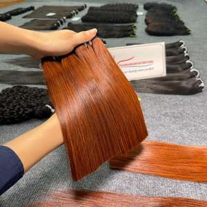 Extensiones de cabello liso color naranja vietnamita, doble trama, alta calidad, cabello brillante, precio al por mayor - Product Image 5