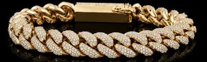 Gold Charm Cuban Link Bracelet Rose Gold Plated Iced Out Chain Jewelry for <b>Men</b> Gift Wedding Party - Product Image 3