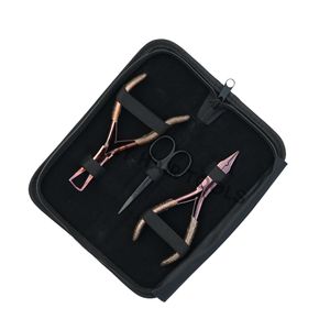 Kit d'outils professionnels pour extensions de cheveux en micro-perles or rose avec pince à ouverture de perles à double ressort, plieur de 5 pouces et mini-ciseaux - Product Image 1