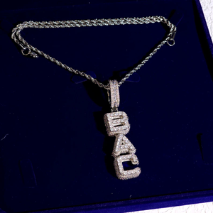 Hiphop Style 925 <b>Silver</b> Moissanite Diamond Letter Pendant <b>Charm</b> Pave Setting Round Brilliant Cut Unisex Party Jewelry - Product Image 2