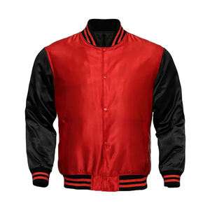 Veste universitaire en satin bicolore à boutons-pression avec broderies personnalisées, style baseball en soie satinée - Product Image 3