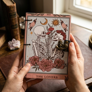 Skeleton Lovers <b>Lock</b> <b>Diary</b> Notebook A5 Cardboard <b>Diary</b> | Handmade Vintage Writing 100 Sheets Metal Clasp Closure Art Style - Product Image 3