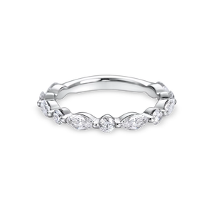 แหวนแต่งงานทรงมาร์คีส์และทรงกลมประดับเพชรแล็บโกรว์แบบครึ่งวง  ทำจากทองคำขาว 18K ทองคำเหลือง 18K ทองคำโรสโกลด์ 18K และแพลตตินัม - Product Image 1