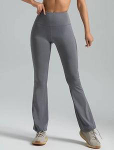 High Waist <b>Flared</b> <b>Leggings</b> Spandex Breathable Solid Color Full Length Stretchy Knitted Women's All Seasons Sporty Pants - Product Image 5