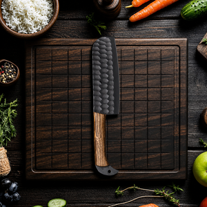 Ensemble de 5 couteaux de cuisine en acier au carbone de style viking, faits à la main, gravés, ensemble de couteaux de chef, ambidextres, professionnels, manches en bois, durables - Product Image 2