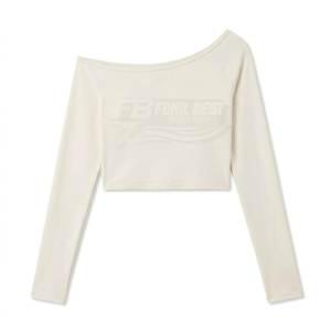 เสื้อครอปแขนยาวแบบเปิดไหล่ FONILBEST SPORTS WEARS สำหรับผู้หญิง ลายพิมพ์ เสื้อโยคะ ระบายอากาศได้ดี ผลิตจากผ้าสแปนเด็กซ์/คอตตอน เป็นมิตรต่อสิ่งแวดล้อม ไซส์พลัส - Product Image 2