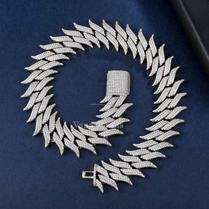 สร้อยคอเงินสเตอร์ลิง925เงาสูงขนาด29มม. ขนาด45ซม. ยาว18นิ้วแนวสตรีทฮิปฮอปยูนิเซ็กส์ - Product Image 1