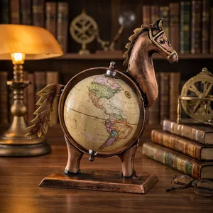 Escultura Decorativa de Metal Vintage con Forma de Caballo y Globo Terráqueo para Mesa, Decoración para el Hogar, Oficina, Dormitorio y Sala de Estar - Product Image 5