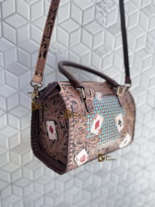 New Handmade Custom Hand Tooled Carving Leather Speedy Handbag Gypsy Boho Western Pattern Stylish Women <b>Shoulder</b> Sling Bag - Product Image 2