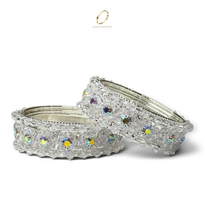 Export Quality Designer Silver <b>Crystal</b> Zircon Stone Bangles Silver Plated <b>Bracelet</b> Indian Collection Wedding Festive Wholesale - Product Image 1