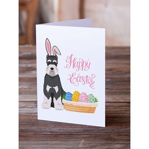 Lunatique A7 Taille 5x7 Noir Argent Schnauzer Cartes de Voeux de Pâques Pack de 8 Cartes de Note Vierges avec Enveloppes - Product Image 2