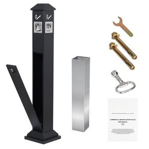 Cendrier extérieur autoportant résistant aux intempéries avec 4 ouvertures de retrait et couvercle supérieur pour usage extérieur - Product Image 1