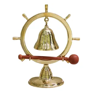 Decorative Solid Brass Countertop bell Anchor Wheel Style American Church Tabletop Small Bell OEM Customized Handmade Metal bell