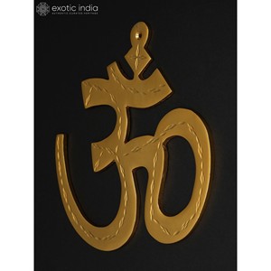 7 pulgadas latón Aum (Om) colgante de pared elegante decoración espiritual para el hogar, regalos y Templo hecho en La India - Product Image 3