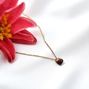Collier en grenat naturel, pierre de naissance, pendentif en pierre précieuse de 8 à 10 mm |   Chaîne de 18 pouces pour femmes - Product Image 2