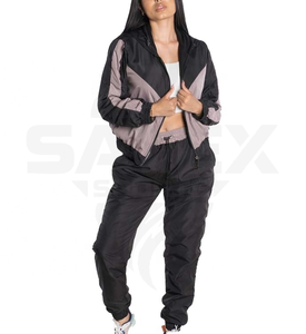Custom Two Piece Windbreaker Short Jacket <b>Crop</b> Set Patchwork <b>Zip</b> <b>up</b> Nylon Polyester Streetwear Tracksuit Men Windbreaker Set - Product Image 4