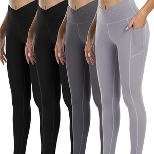 Women’s High Waist Yoga <b>Leggings</b> <b>with</b> Side <b>Pockets</b> | Soft Tummy Control Fitness Pants | Wholesale Gym Wear - Product Image 4