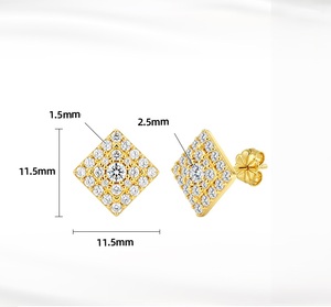 Mens <b>Moissanite</b> Square Stud <b>Earrings</b> 925 Silver Diamond Cluster <b>Earrings</b> Geometric Hip Hop Style Luxury Gift for Men Women Daily - Product Image 6