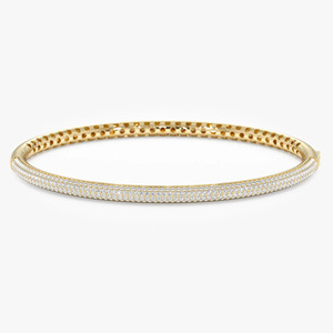Yellow Gold Pave Lab Grown Diamond Round Brilliant Cut Luxury Tennis <b>Bangle</b> <b>Bracelet</b> - Product Image 1