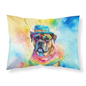 Cane Corso Hippie Dawg, funda de almohada con ilustraciones decorativas estándar, fundas de cojines ligeras Súper suaves y fáciles de cuidar - Product Image 1
