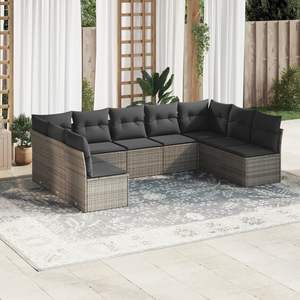 Conjunto de Sofá de Jardín de Ratán PE Gris con Patas Ajustables Grandes, Muebles de Exterior Cómodos y Elegantes - Product Image 1