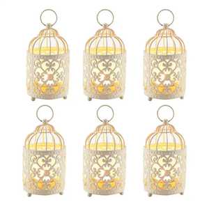 Antique <b>Brass</b> Moroccan Candle <b>Lantern</b> Arch Cutout Frame Clear Glass Panel Hanging <b>Lantern</b> Tabletop Candle Holder Light Lamp - Product Image 5