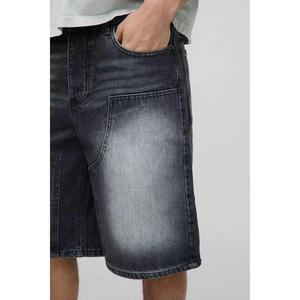 Denim Shorts Men's Straight-leg Denim Shorts Shiny Rhinestone Vintage Acid Washed Distress Effects - Product Image 5