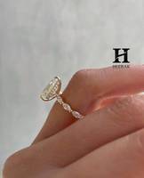 Anillo de Compromiso de Lujo con Diamante Cultivado en Laboratorio con Corte de Pera, Oro Rosa de 14K, Halo Oculto, Anillo de Boda con Diamantes en Forma de Marquesa y Pera