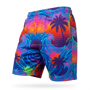 Short de bain unisexe entièrement sublimé, extensible dans 4 directions, avec cordon de serrage, séchage rapide, pour l'été et les centres de villégiature, léger, personnalisable - Product Image 1