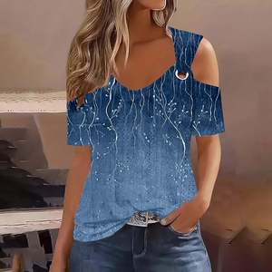 Womens Blouse Cotton Summer <b>Heart</b> Print Off Shoulder Lace Trim Floral Applique Breathable Long Casual <b>Sweet</b> Top - Product Image 1