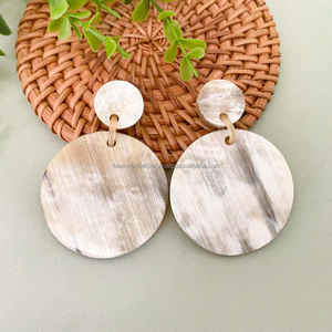 Sustainable Buffalo Horn Stud <b>Earrings</b> Minimalist Natural Design Trendy Women's Fashion Jewelry for Anniversary Occasion FWE - Product Image 3