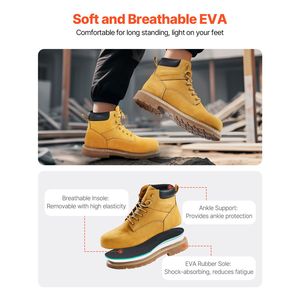 Stivali da Lavoro con Punta in Acciaio Taglia US 8 per Uomo, Impermeabili, Antiscivolo, Traspiranti, Suola in Gomma con Soletta in PU - Product Image 6