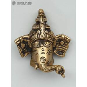 Statue murale de petit seigneur Ganesha de 3 pouces au beau design en laiton pour la décoration intérieure et murale fabriquée en Inde - Product Image 1