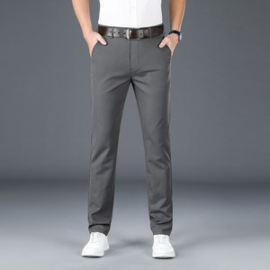 Pantalon d'été décontracté pour homme, coupe droite, taille haute, léger, élastique, style jeune et ample, vente en gros - Product Image 1