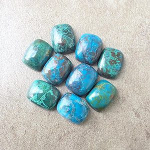 AAA + chrysocolla Cushion รูปร่างหลังแบนปรับเทียบอัญมณีสำหรับการทำเครื่องประดับ - Product Image 5