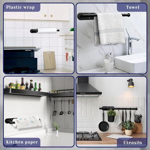 Portarotolo da Cucina Autoadesivo in Acciaio Inossidabile Nero, Montaggio a Parete o su Mobile per un Comodo Uso Domestico - Product Image 5
