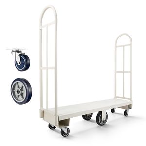 Carrello Utilitario in Acciaio Resistente - Capacità 2000 Libbre, Piattaforma a U con Sei Ruote per Trasporto Industriale - Product Image 1