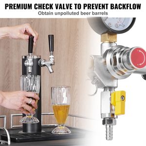 Regulador de CO2 de alta resistencia con manómetro doble de 0-60 PSI y válvula de retención de latón para cerveza. - Product Image 6