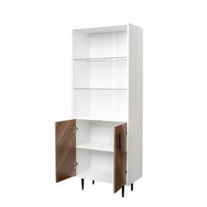 Bibliothèque industrielle à 5 niveaux avec 2 portes, étagère sur pied pour la maison, le bureau ou le salon, finition beige élégante - Product Image 4