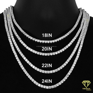 Elegant Cluster Link Tennis Necklace With Round Stone Set Beads Chic Luxe Statement <b>Chain</b> Jewelry For Women and <b>Men</b> Wholesale - Product Image 6