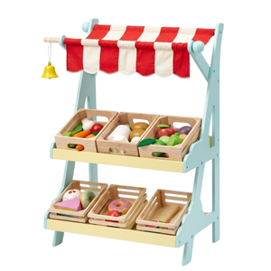 Estante de Madera para Niños con Cajas de Almacenamiento y Estantes, Juguete Educativo de Rol de Mercado para Niños Montessori - Product Image 1