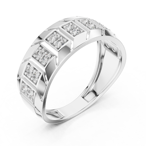 Bague de luxe en alliage de moissanite à motif géométrique |   Bague de créateur en argent sterling plaqué or blanc pour homme - Product Image 2